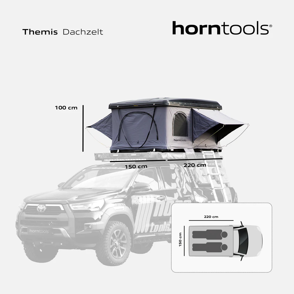 HORNTOOLS Dachzelt Themis PopUp Hartschalenzelt 140cm HRT12PU