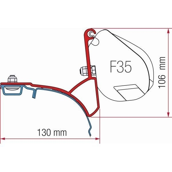 Markise FIAMMA F35 Pro Royal grey 270 cm Gehaeuse titanium inkl. Adapter VW T5 T6 Multivan Transporter mit C-Schiene