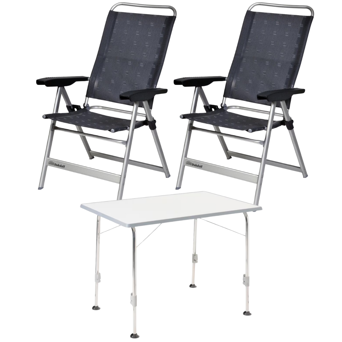 DUKDALF Stuhl Dynamic anthrazit 2er-Set - Tisch STABILIC II 100x68 cm hellgrau - 41-00-0677-4 40-24-1006.8