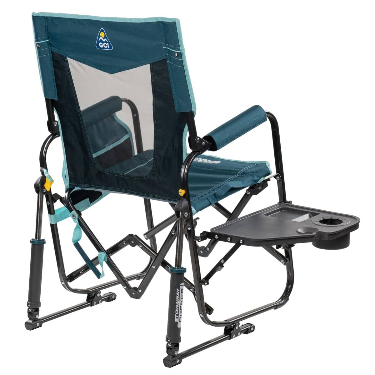 GCI faltbarer Schaukelstuhl Stowaway Rocker mit Seitentisch Teal - 379266