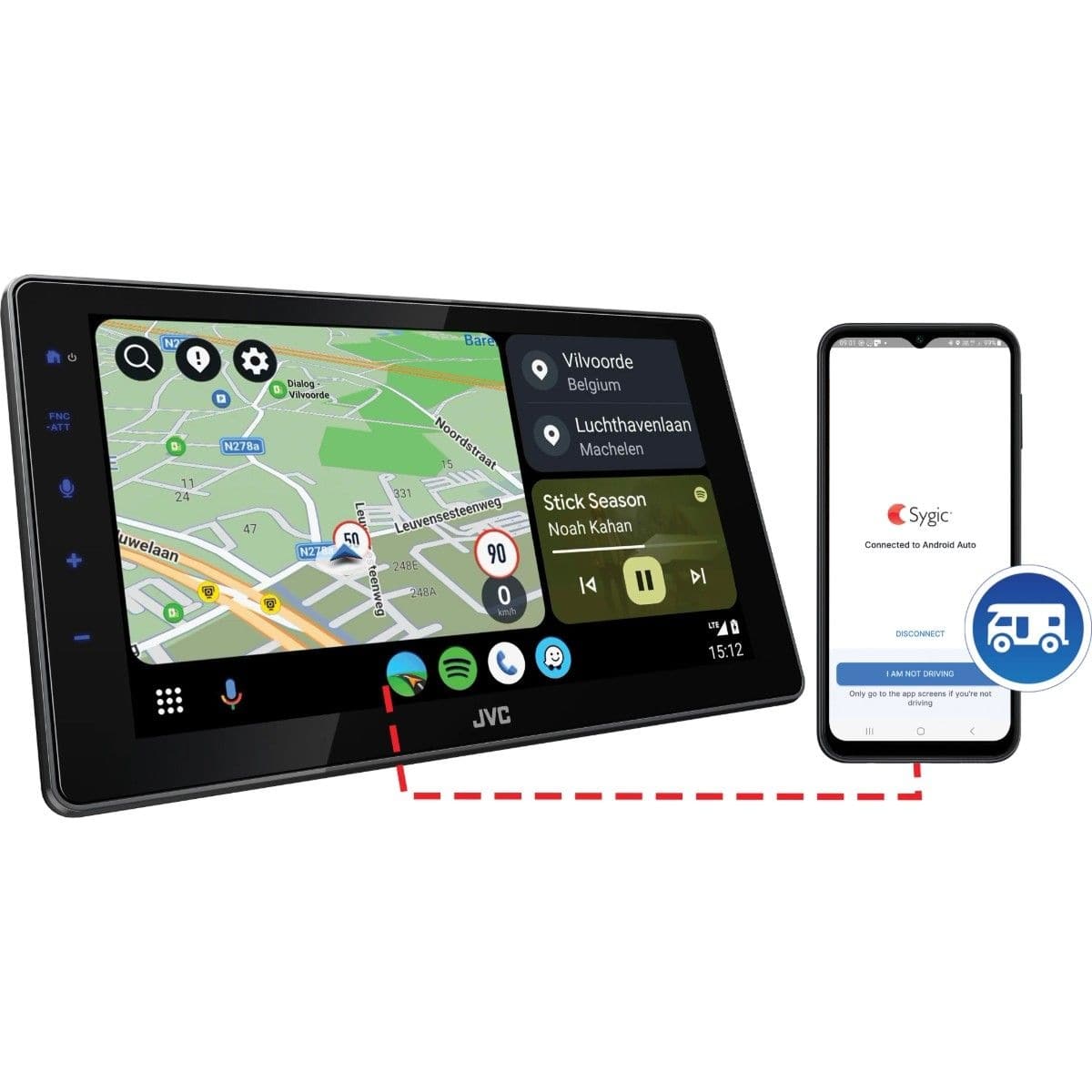 JVC KW-Z900DBW-CAMPER Digital Media Receiver 9 Zoll mit Sygic GPS Navigation Caravan Routing PREMIUM- -KWZ900DBWRV- DAB- CarPlay - Android Auto kabellos