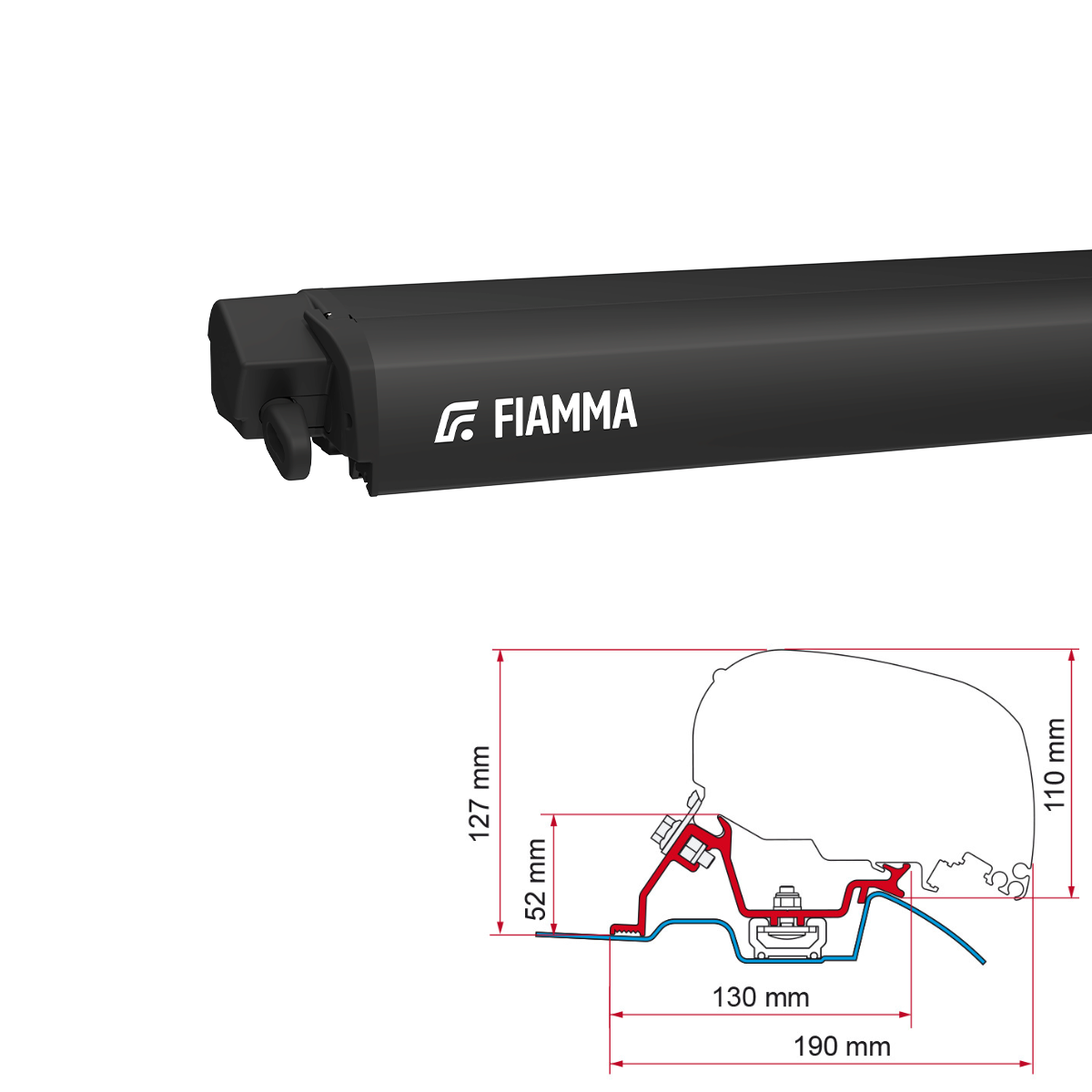 Markise FIAMMA F80 S 320 Royal grey Gehaeuse deep black inkl. Adapterkit Mercedes Sprinter II VW Craf - 07831B01R 98655-772