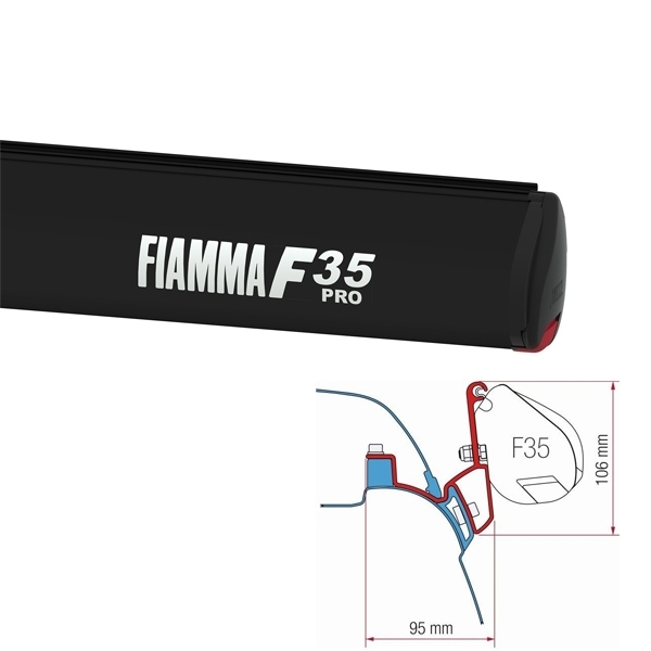 Markise FIAMMA F35 Pro Royal grey 270 cm Gehaeuse Deep black inkl. Adapter VW T5 T6 California