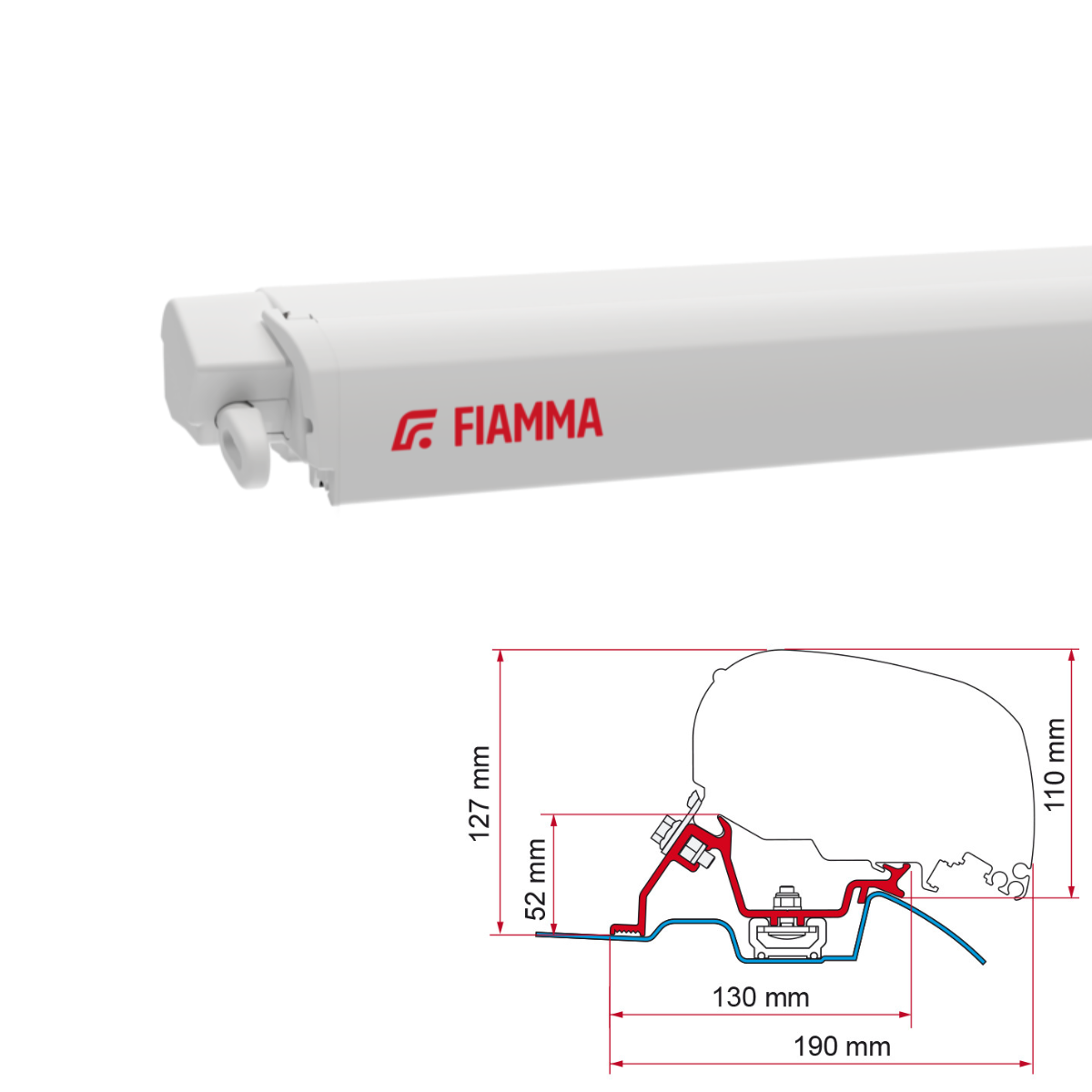 Markise FIAMMA F80 S 320 Royal grey Huis wit incl. Adapterkit Mercedes Sprinter II VW Crafter I Markise FIAMMA F80 S 320 Royal grey Gehaeuse weiss inkl. Adapterkit Mercedes Sprinter II VW Crafter I - 07830B01R 98655-772