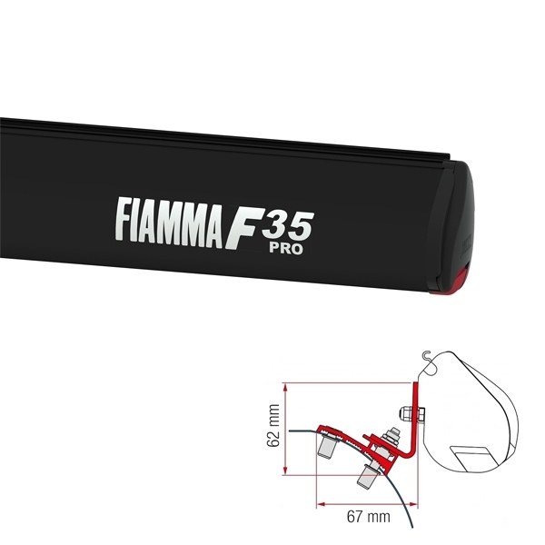 Markise FIAMMA F35 Pro Royal grey 270 cm Gehaeuse Deep black inkl. Adapterkit PSA Fahrzeuge ab 2016