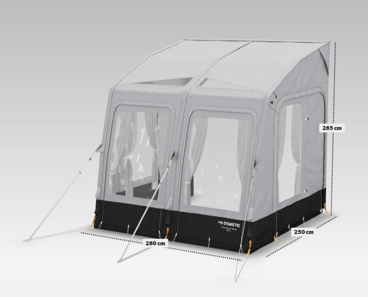 DOMETIC aufblasbares Vorzelt Rally AIR Tour 260S- 260 x 250 cm- Anbauhoehe 235-265 cm - 9120002321