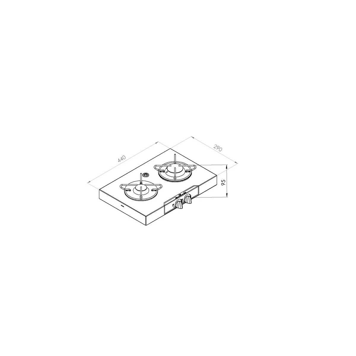 Carbest Einbau Gaskochfeld Edelstahl 2-flammig 29x44x9-5cm - 70563