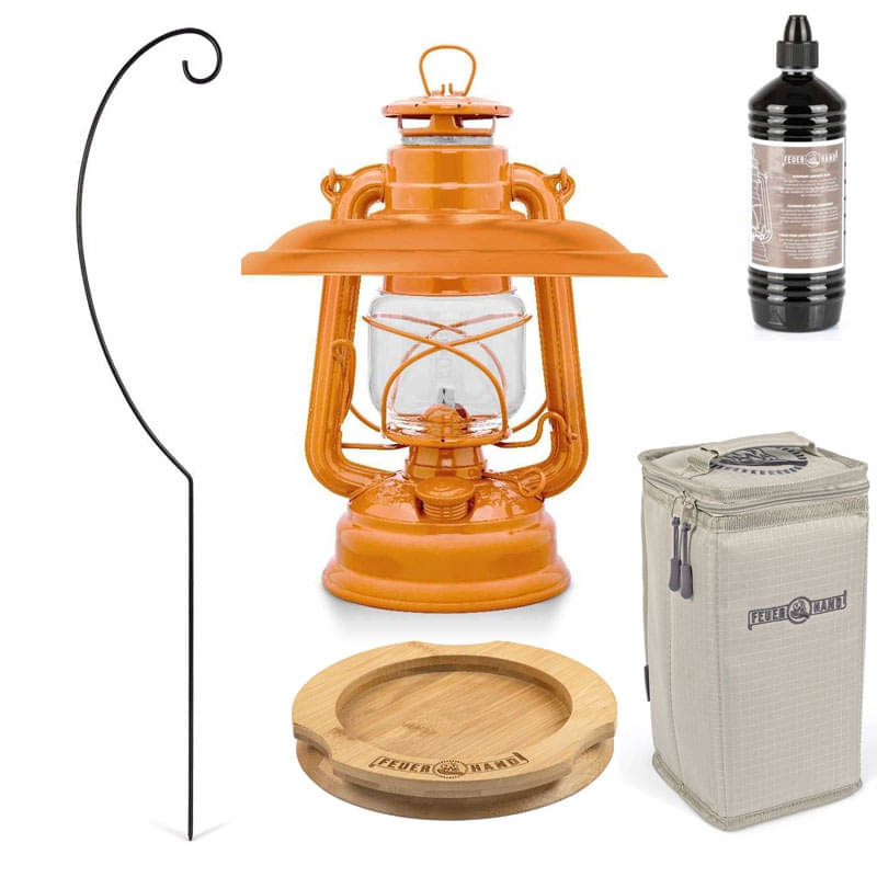 FEUERHAND Sturmlaterne 276 Pastel Orange Premium-Set 3.0
