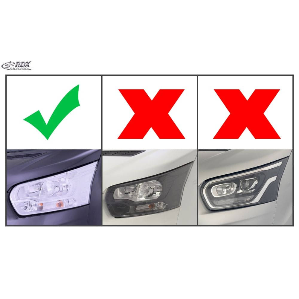 RDX Scheinwerferblenden Böser Blick FORD Transit mit silberne Halogen-Scheinw ab Bj. 2014 Weiß Glanz RDX Scheinwerferblenden Boeser Blick FORD Transit mit silberne Halogen-Scheinw ab Bj. 2014 Weiss Glanz - RDSB220H-WS