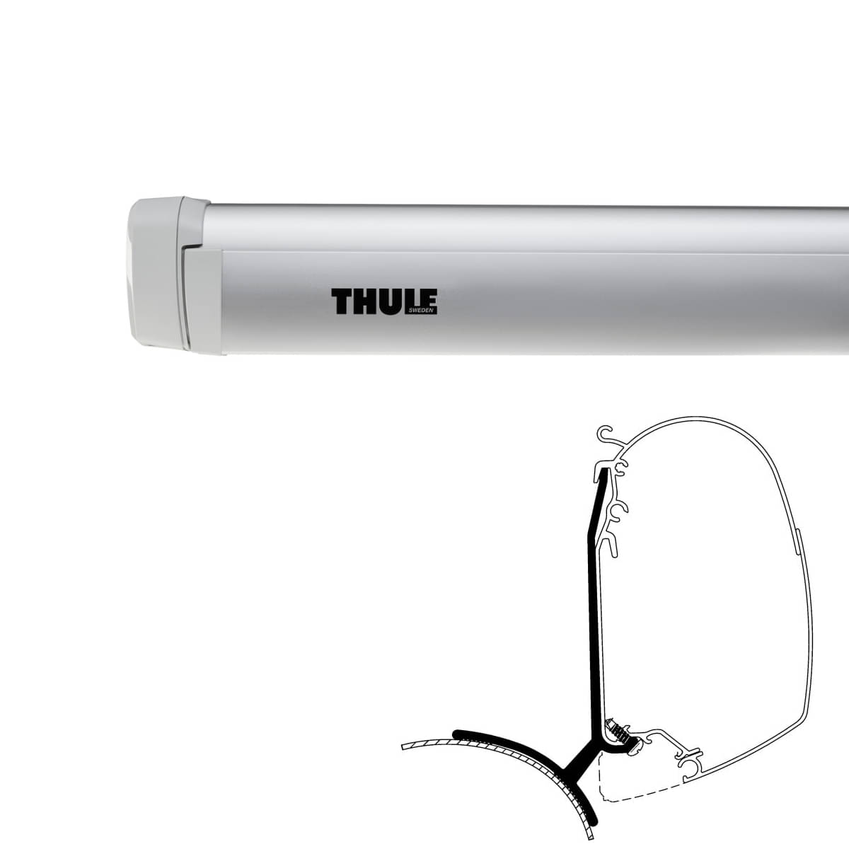 THULE Omnistor Markise 4200 Gehaeuse eloxiert Tuch Mystic grau 260 cm - 302810