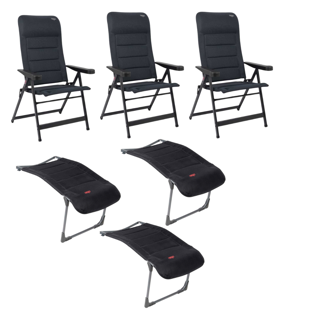 CRESPO Campingstuhl Air Deluxe AP-235-AD schwarz - Beinauflagen RP-215-AD 3er-Set - 1149055 1104883