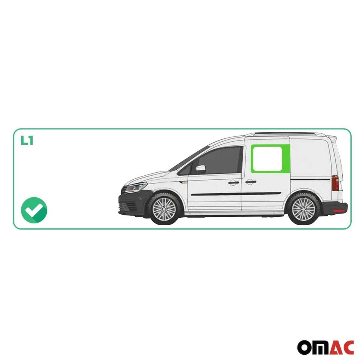OMAC Seitenfenster Seitenscheibe VW Caddy III-IV L1 Bj. 2003-2020 Vorne Links - 7520405-1FSFL