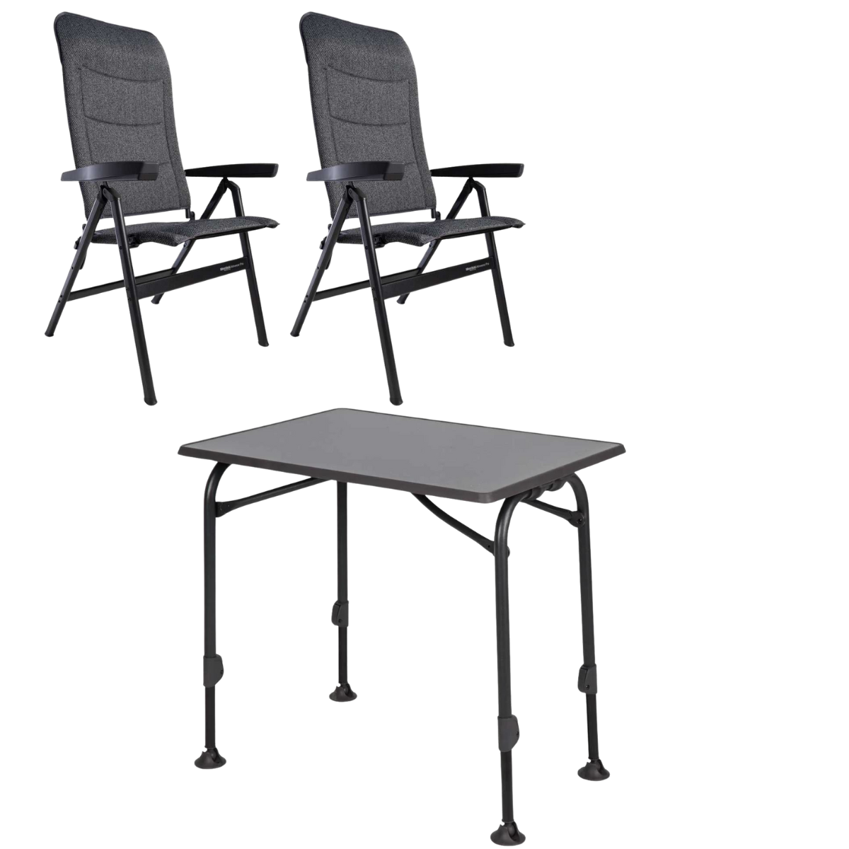 WESTFIELD Campingstuhl Advancer Pro dark grey melange 2er-Set - Tisch AIRCOLITE 80x60 cm black - 201-1884 DGM 201-27271