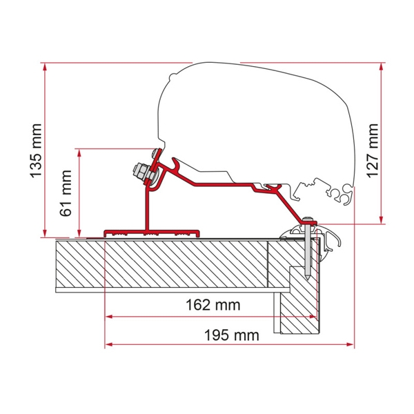 FIAMMA Adapter Caravan Roof 600 cm fuer Markise F80 98655Z076