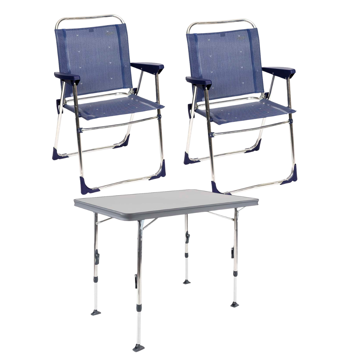 CRESPO Campingstuhl Classic AL/219 dunkelblau 2er-Set & Tisch Ligero AL/246 101x65 cm grau CRESPO Campingstuhl Classic AL-219 dunkelblau 2er-Set - Tisch Ligero AL-246 101x65 cm grau1148096 1151353