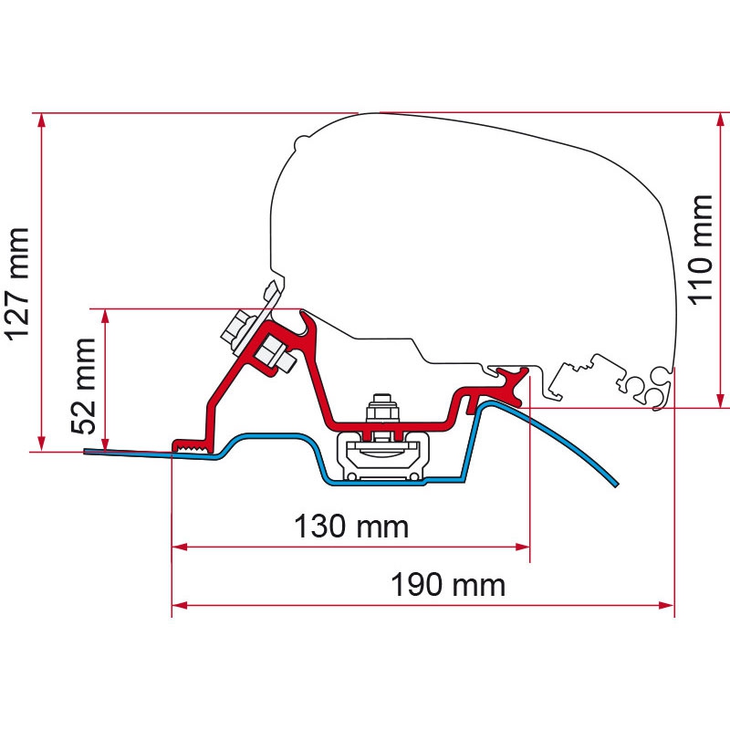 FIAMMA Adapter Kit Mercedes Sprinter Roof Rail ab Modelljahr 2006 fuer Markise F80 98655-772