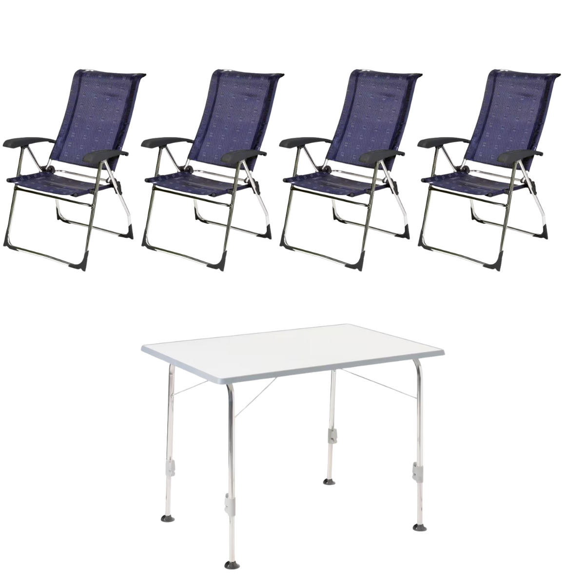 DUKDALF Stuhl Aspen blau 4er-Set & Tisch STABILIC III 115x70 cm hellgrau DUKDALF Stuhl Aspen blau 4er-Set - Tisch STABILIC III 115x70 cm hellgrau - 42-01-4611-0 40-24-1157.0