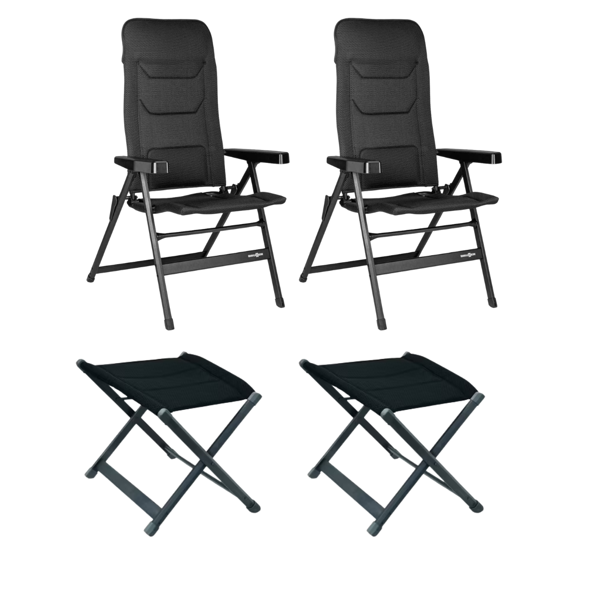 BRUNNER Campingstuhl REBEL 3D Pro - Large Anthrazit mit freistehenden Beinauflagen 2er-Set - 0404002N-C69L 0404004N.C69