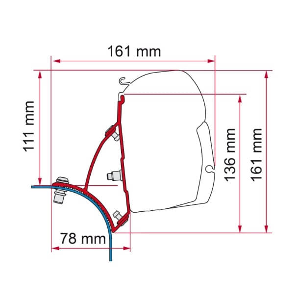 FIAMMA Adapter Kit Deep black VW T5 T6 Lift Roof fuer Markise F45s - 98655Z159