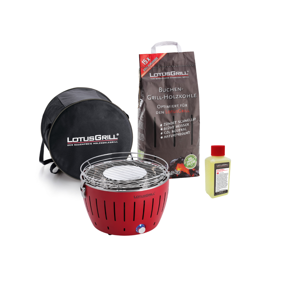 LotusGrill Starter-Set S - Feuerrot - G-RO-280 LK-2500 BP-L-200
