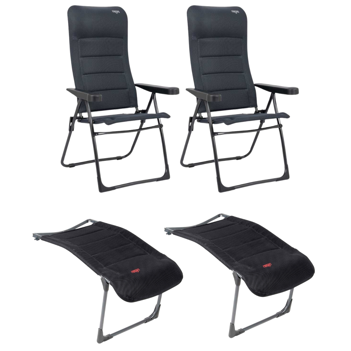 CRESPO Campingstuhl Air Deluxe AP-215-AD schwarz - Beinauflagen RP-215-AD 2er-Set - 1148026 1104883