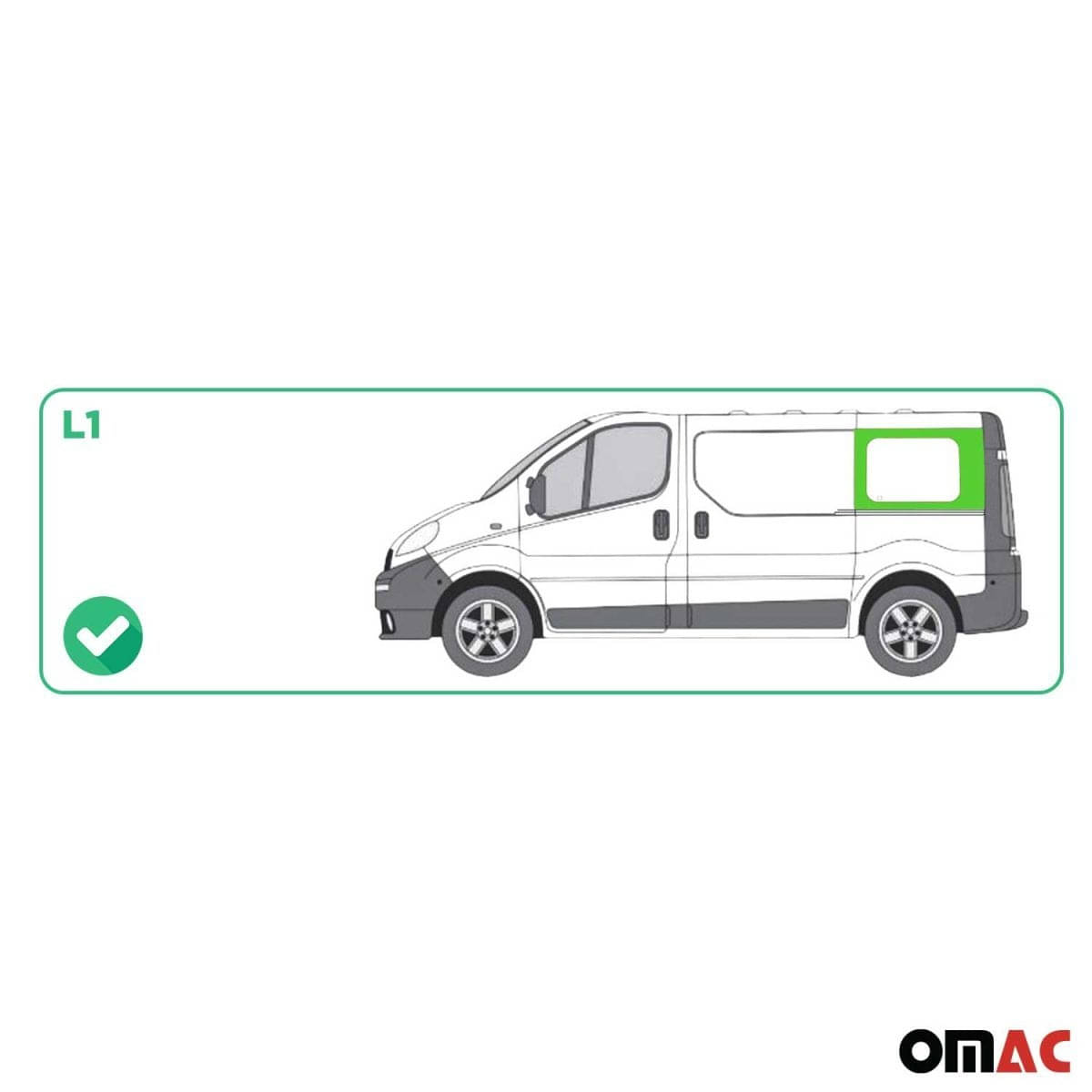 OMAC Seitenfenster Seitenscheibe Opel Vivaro L1 Bj. 2001-2014 Hinten Links Schiebetuer - A050860
