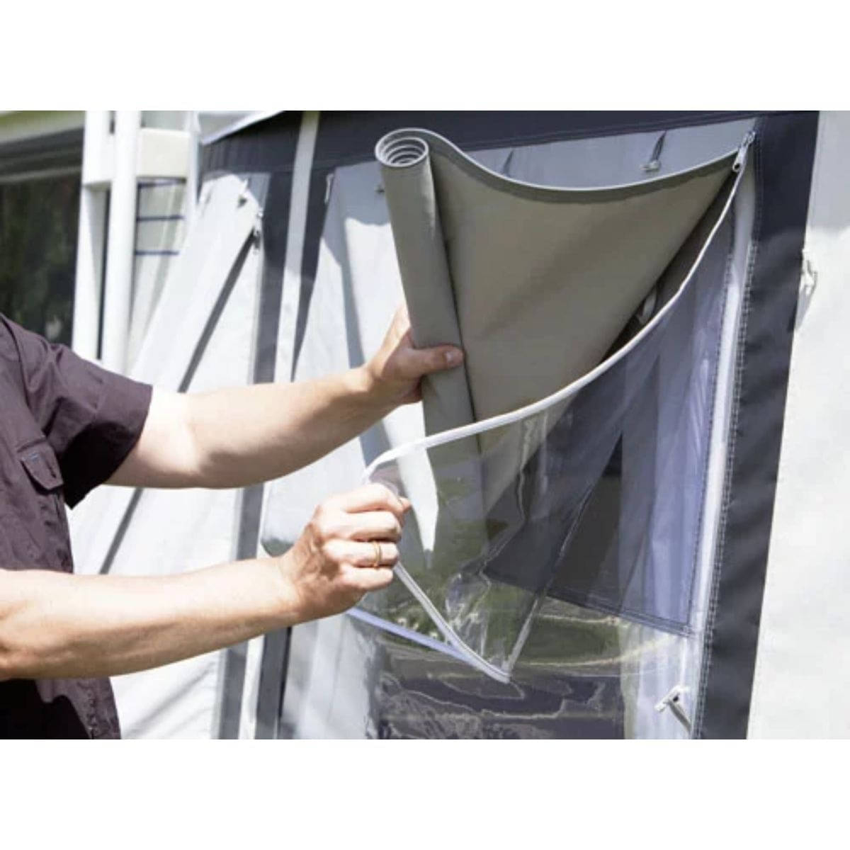 DWT Wohnwagen-Vorzelt TANGO Gr. 14 Umlaufmass 941-970 cm Tiefe 300 cm mit 32 mm Alu-Gestaenge - 128314A32