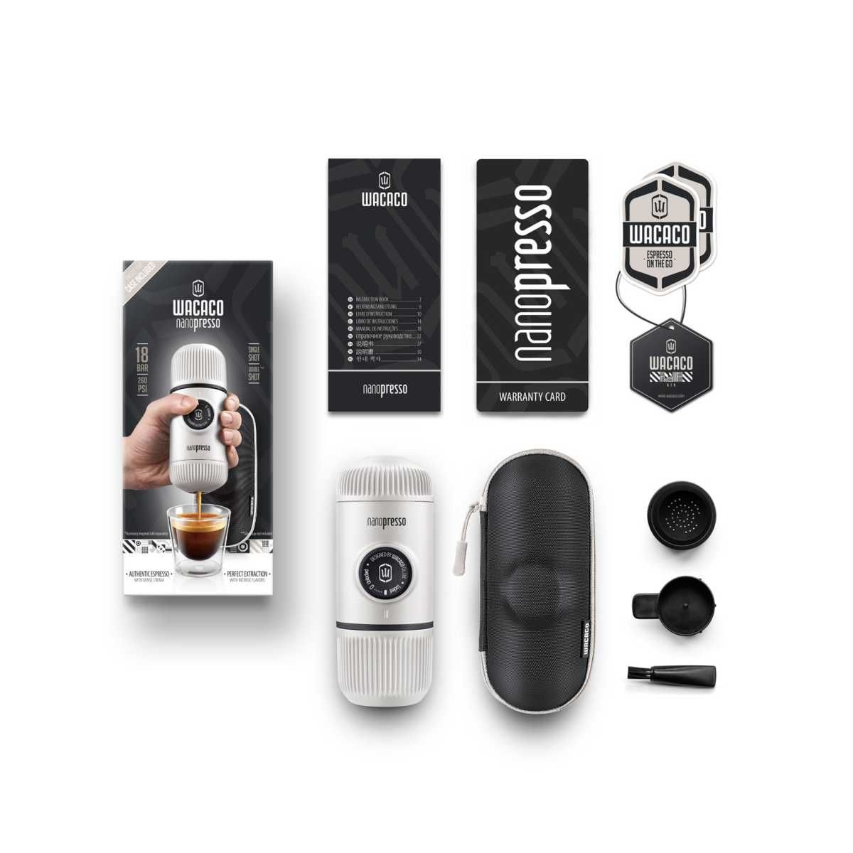 WACACO Hand-Kaffeemaschine Nanopresso chill white inkl. Schutzhuelle - 1084