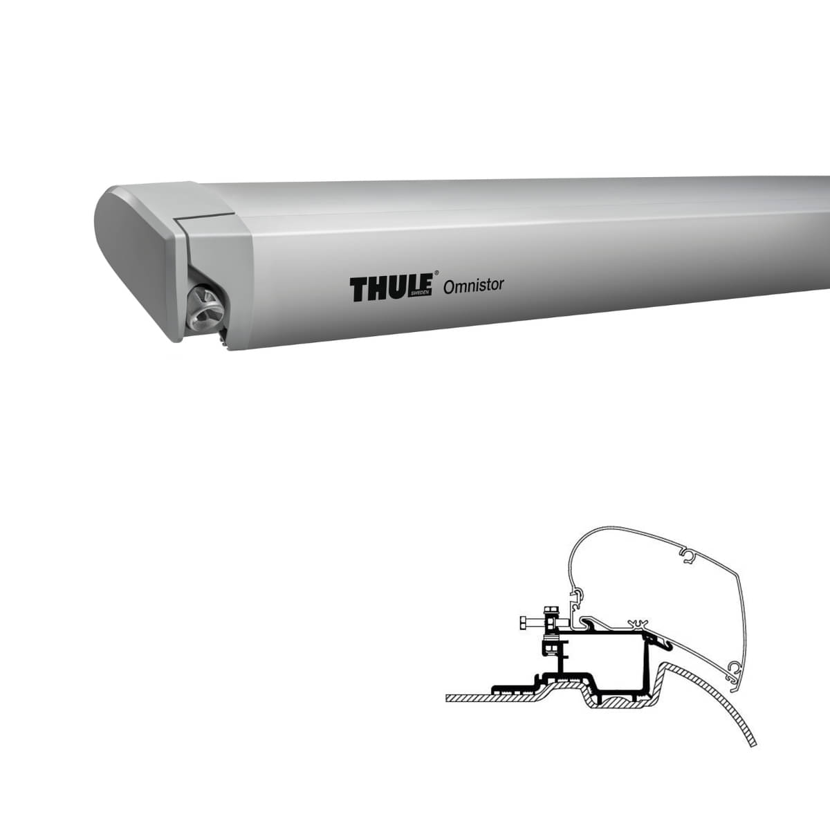 THULE Markise 6300 Mystic grau 325 cm Gehäuse eloxiert inkl. Adapter MB Sprinter/VW Crafter L2H2 Thule Omnistor 6300 -3-25x2.50- - 302230 - Markise THULE Omnistor 6300 Mystic grau 325 cm Gehaeuse eloxiert