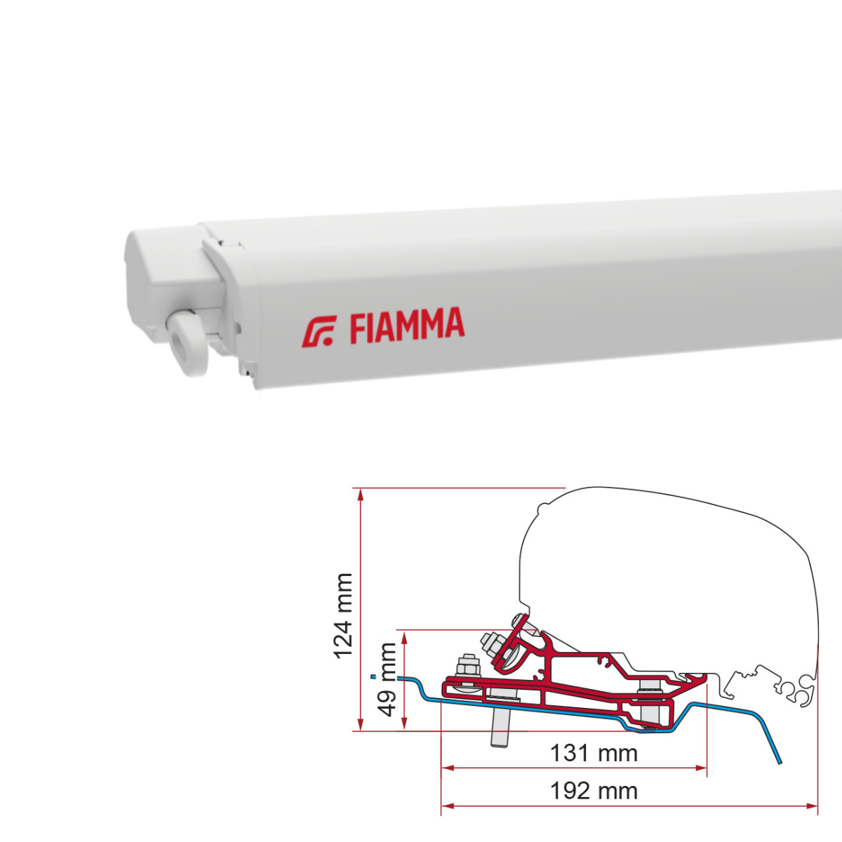 Markise FIAMMA F80 S 320 Royal grey Huis wit incl. Adapterkit Ford Transit H3 L3 vanaf 2014 Markise FIAMMA F80 S 320 Royal grey Gehaeuse weiss inkl. Adapterkit Ford Transit H3 L3 ab 2014 - 07830B01R 98655Z145