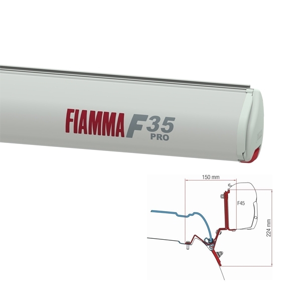 Markise FIAMMA F35 Pro Royal grey 270 cm Gehaeuse titanium inkl. Adapter Mercedes V Klasse Marco Polo