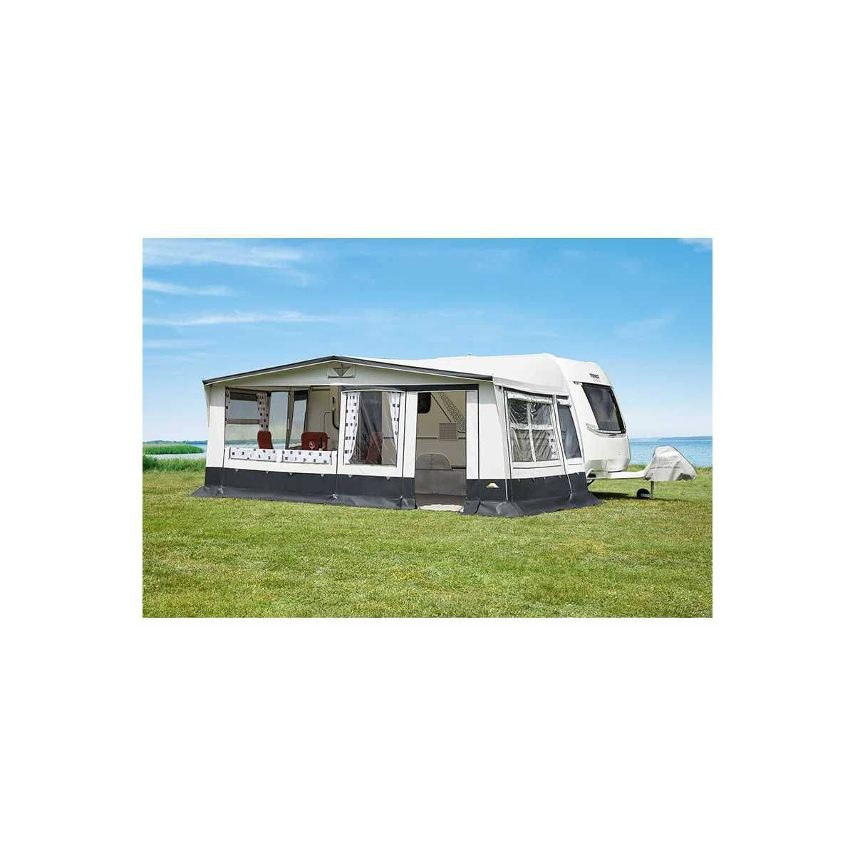 DWT Wohnwagen-Vorzelt AMBASSADOR III Gr. 20 Umlaufmass 1121-1150 cm Tiefe 240 cm 28mm Stahlgestaenge - 128110S28