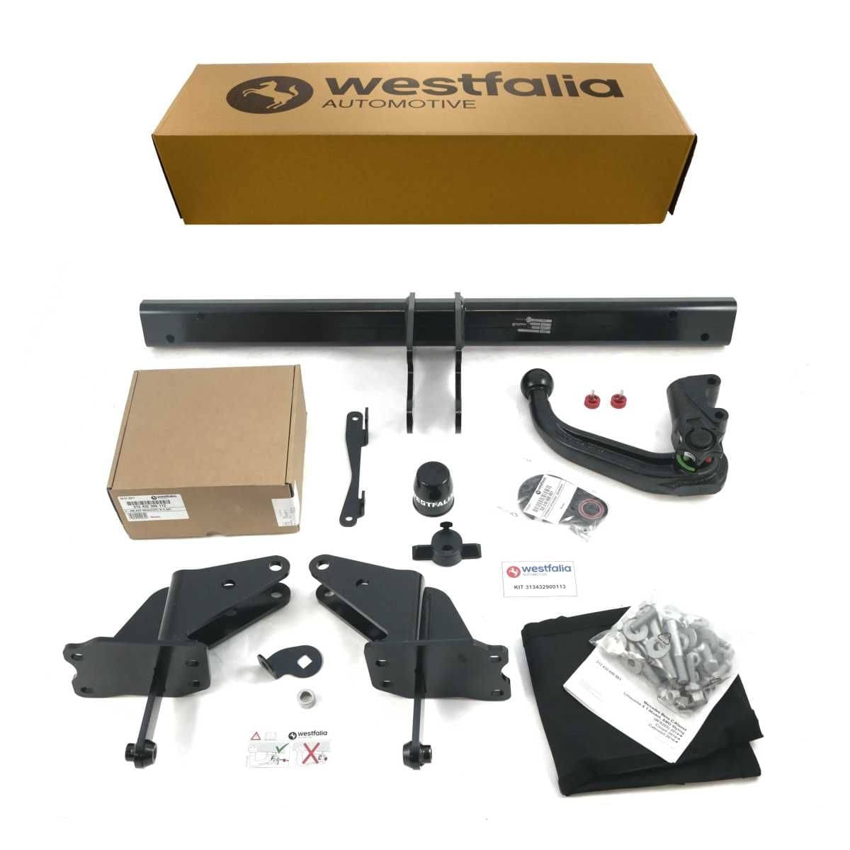 Westfalia Abnehmbare Anhaengerkupplung fuer Mercedes C-Klasse Kombi-Limousine -W205-S205- -BJ 03-2014-06-2018- - auch fuer Cabrio - Coupe - im Set mit 13-pol. fahrzeugspezifischem Elektrosatz - 313432900113