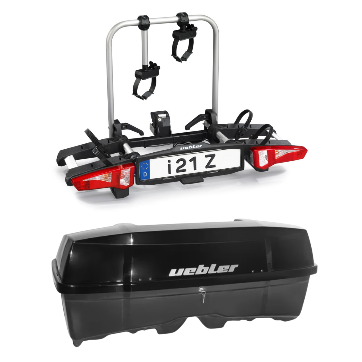 Set UEBLER i21 Z Fahrradtraeger 18110 2 Raeder mit 90° Abklappung inkl. Heckbox - 18110 25080