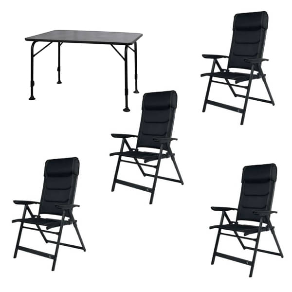 Set WESTFIELD Tisch Universal & 4 Stühle WESTFIELD Camperdice Evolution schwarz Set 1 Tisch WESTFIELD Universal Tisch 120 x 80 cm - Avantgarde Series - 101-740 und 4 Stuehle WESTFIELD Camperdice Evolution schwarz