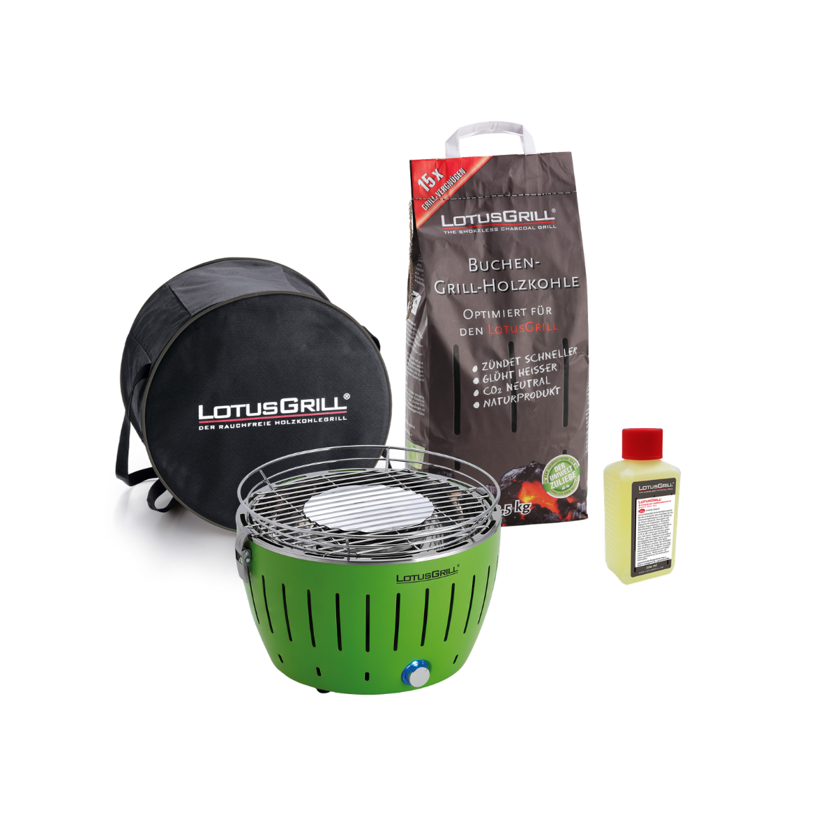 LotusGrill Starter-Set Classic - Limettengruen - G-GR-34P LK-2500 BP-L-200