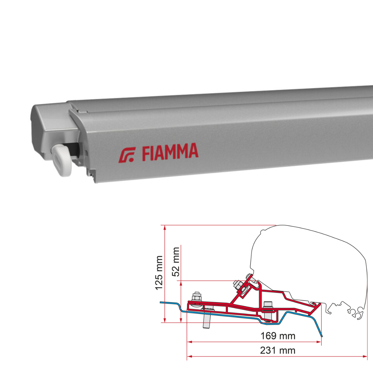 Markise FIAMMA F80 S 320 Royal grey Huis titanium incl. Adapterkit Ford Transit H2 L3 Markise FIAMMA F80 S 320 Royal grey Gehaeuse titanium inkl. Adapterkit Ford Transit H2 L3 - 07832B01R 98655Z167