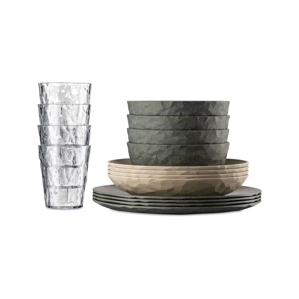 KOZIOL Geschirrset CLUB GOeTEBORG nature ash grey -desert sand 16-tlg. - 7876281