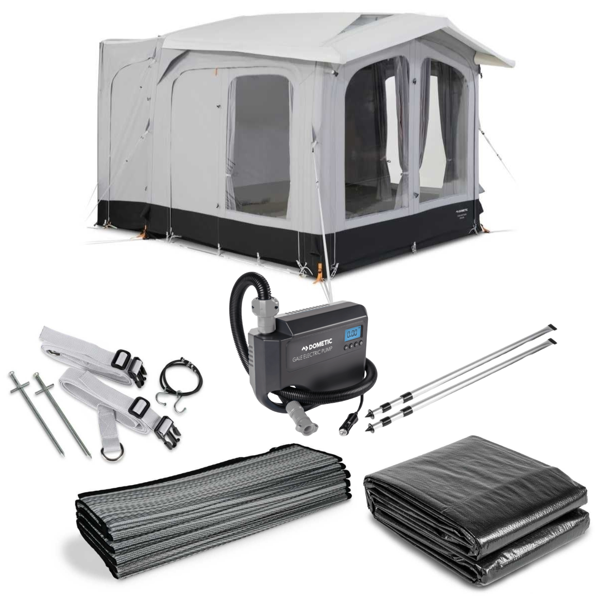 DOMETIC aufblasbares Vorzelt Club AIR Tour 260 DA- 260x240-330 cm- Anbauhoehe 180-225 cm - CampingFactory-Exklusiv-Edition