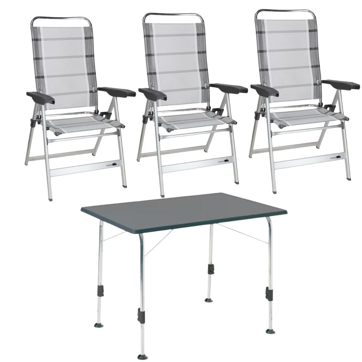 DUKDALF Stuhl Dynamic silber anthrazit 3er-Set - Tisch STABILIC III 115x70 cm anthrazit - 41-00-0649-4 40-24-1157.4