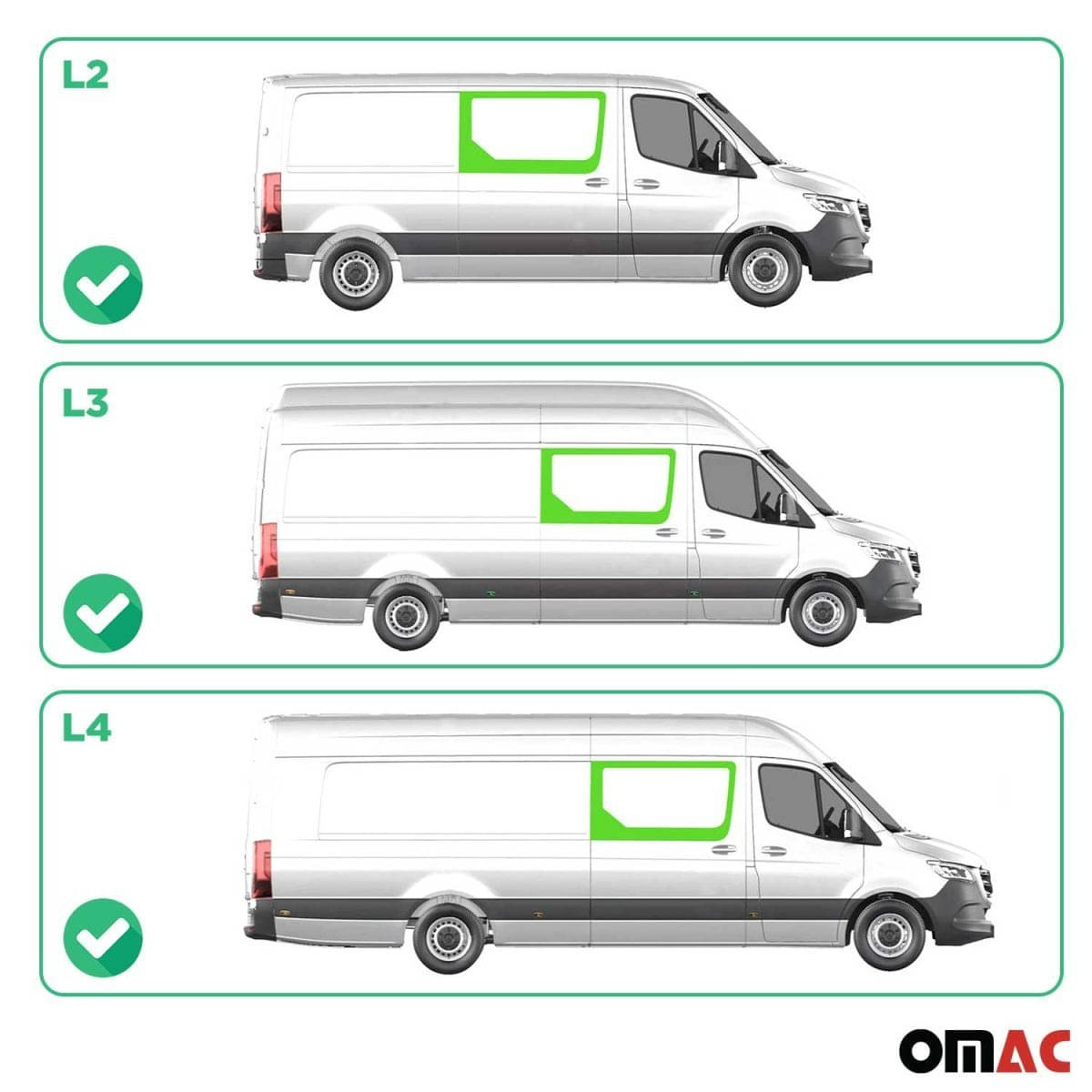 OMAC Seitenfenster Seitenscheibe VW Crafter L2-L3-L4 Bj. 2006-2017 Schiebetuer Rechts - A050981