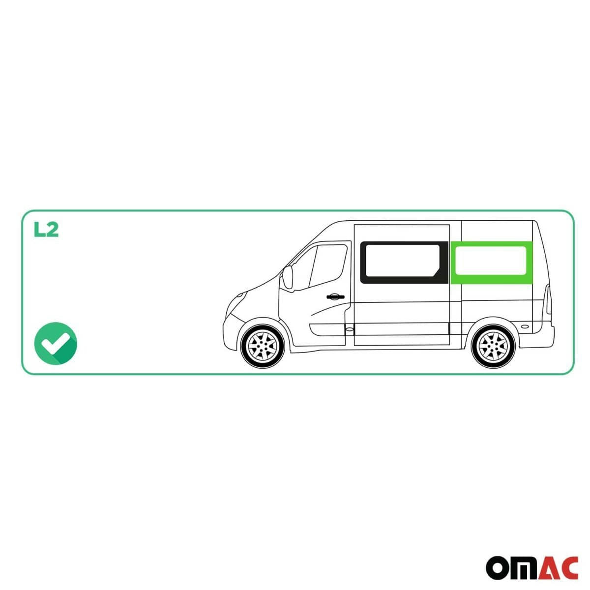 OMAC Seitenfenster Seitenscheibe Opel Movano L2 Bj. 2010–2021 Hinten Links - 6125405-1RSFL