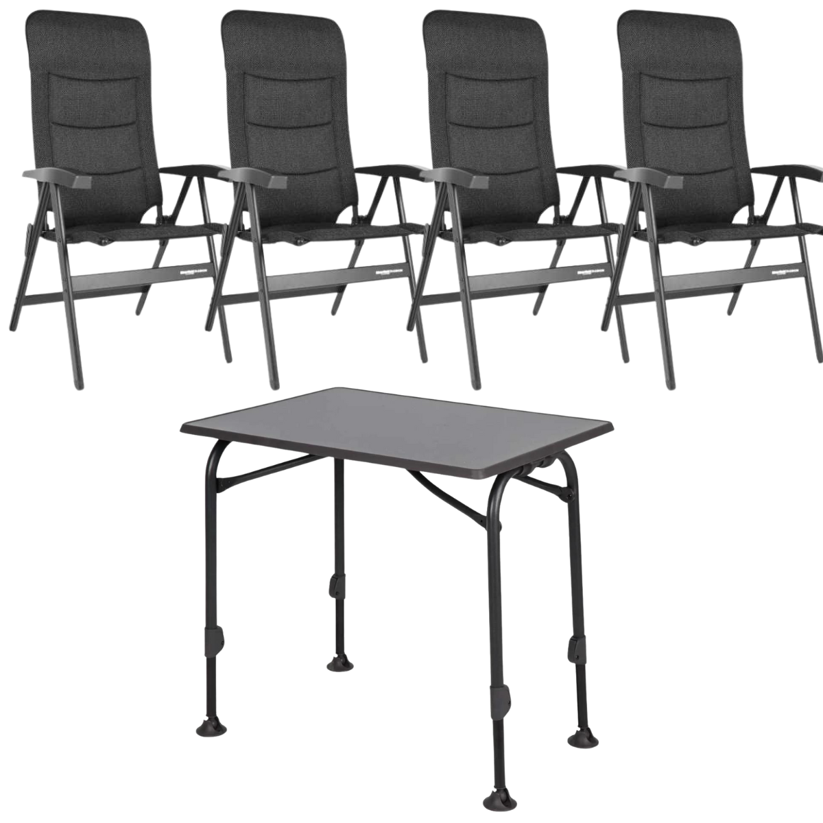 WESTFIELD Campingstuhl Noblesse brown melange 4er-Set & Tisch AIRCOLITE 120x80 cm black WESTFIELD Campingstuhl Noblesse brown melange 4er-Set - Tisch AIRCOLITE 120x80 cm black - 101-101 BM 201-17301