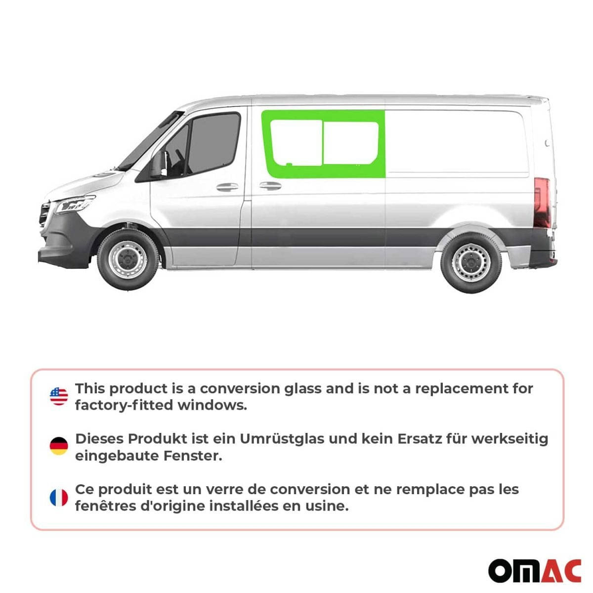 OMAC Seitenfenster Schiebefenster MB Sprinter W907 L2/L3/L4 ab Bj. 2018 Schiebetür Links OMAC Seitenfenster Schiebefenster MB Sprinter W907 L2-L3-L4 ab Bj. 2018 Schiebetuer Links - A050830
