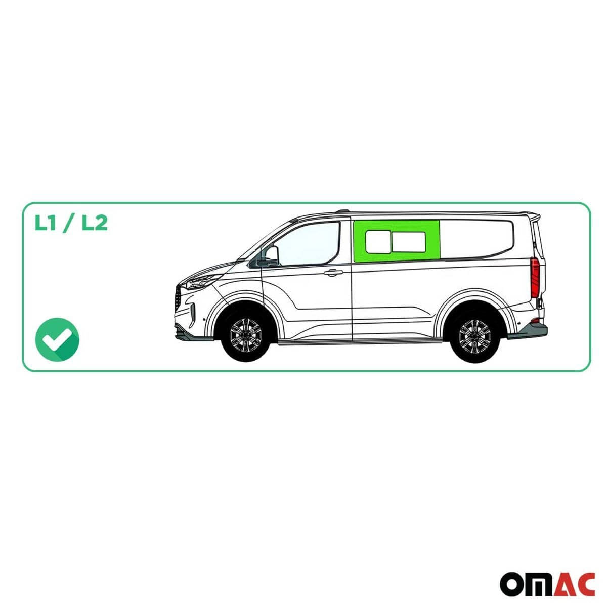 OMAC Seitenfenster Schiebefenster Ford Transit Custom V710 L1-L2 ab Bj. 2023 Vorne Links - 2659405-1FSSL