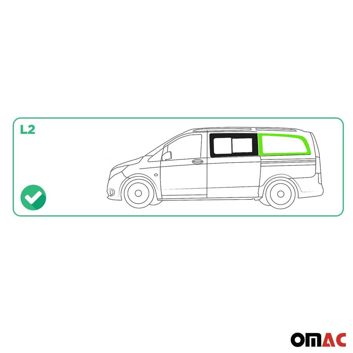 OMAC Seitenfenster Seitenscheibe MB Vito W447 L2 ab Bj. 2014 Hinten Links OMAC Seitenfenster Seitenscheibe MB Vito W447 L2 ab Bj. 2014 Hinten Links - 4733405M-1RSFL