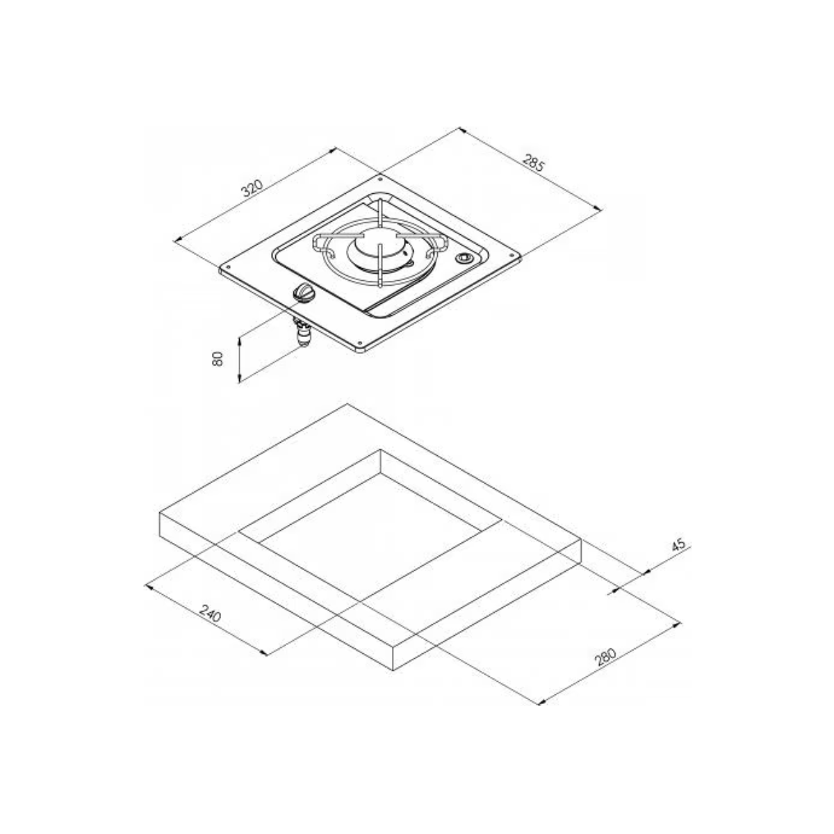 CAN PC1320 Gaskocher 1-flammig manuelle Zuendung - PC1320-S