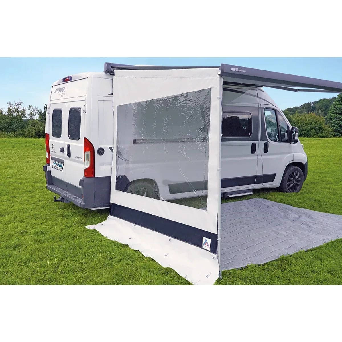 HAHN ZELTE Markisen-Seitenwand BARI Hoehe 225-255cm Auszug 250cm Rechts fuer Thule 5200-6200-630 - Z01066H1_RE