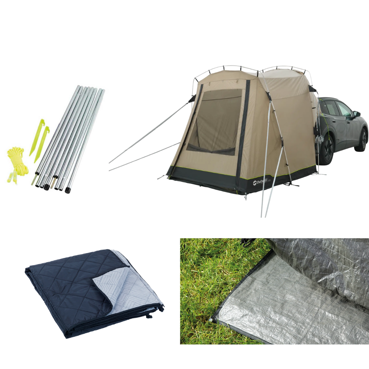 Outwell Busvorzelt Heckzelt Dune SUV inkl. Gestaengeset Stahl- Teppich und Unterlage - 111555