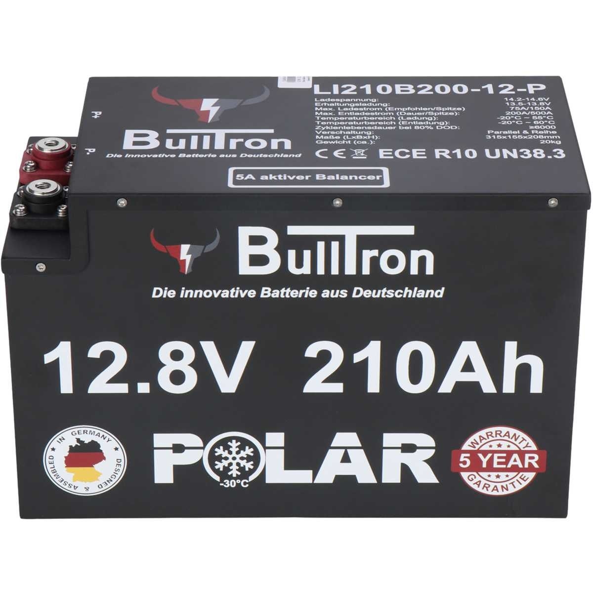 BULLTRON Lithium-Batterie POLAR 210Ah 12V inkl. BMS 200A Dauerstrom - App - LI210B200-12-P